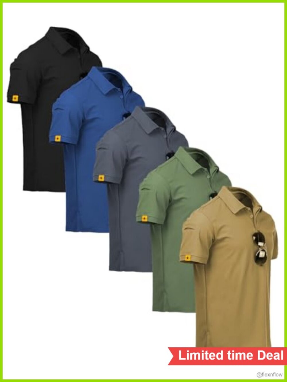 Men's 5 Pack Polo Shirts Short Sleeve Polyester Spandex Golf Athletic Casual